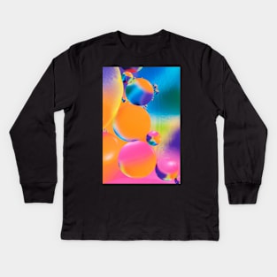Colorful close up of oil drops in water Kids Long Sleeve T-Shirt